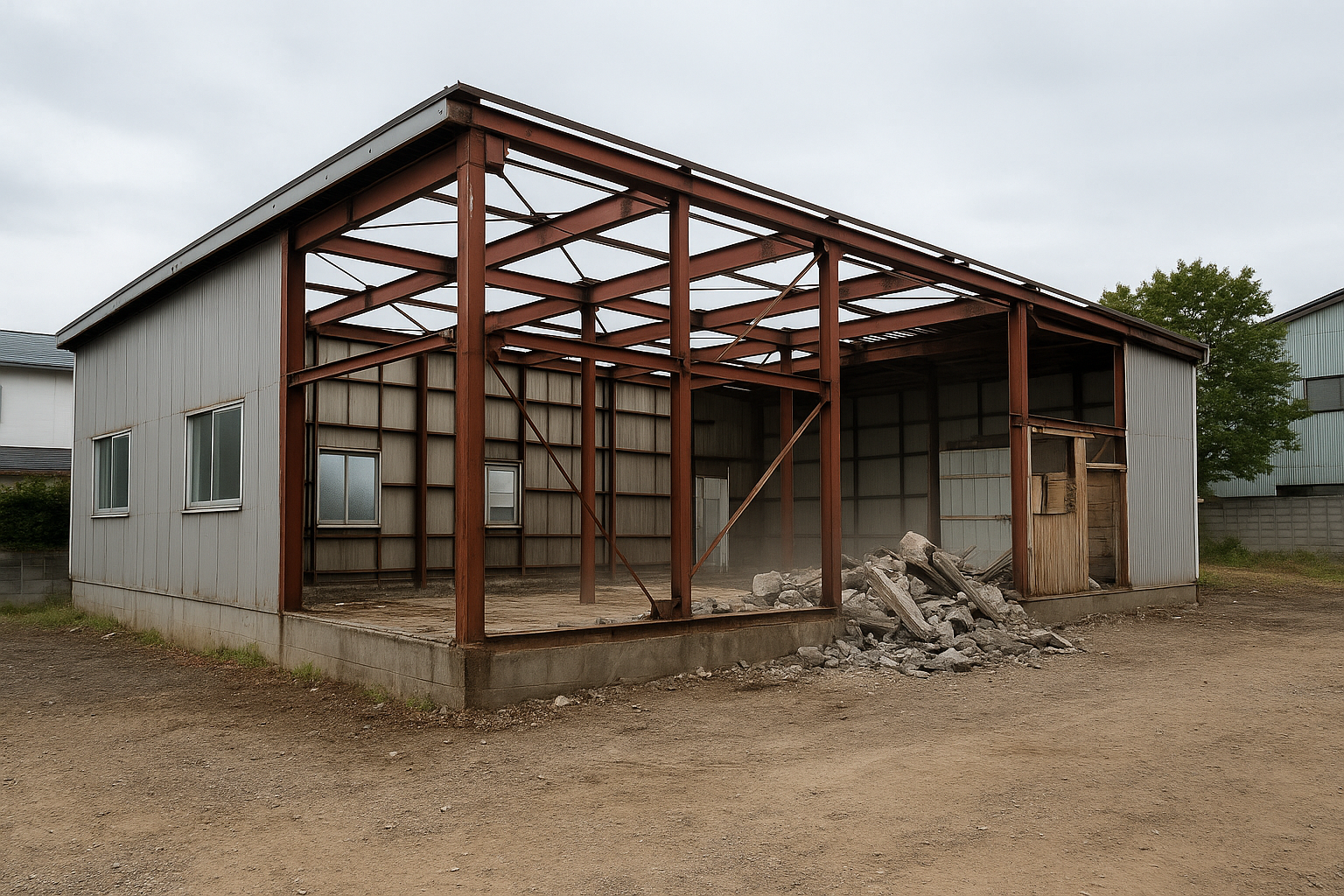 軽量鉄骨造建物解体工事 解体前